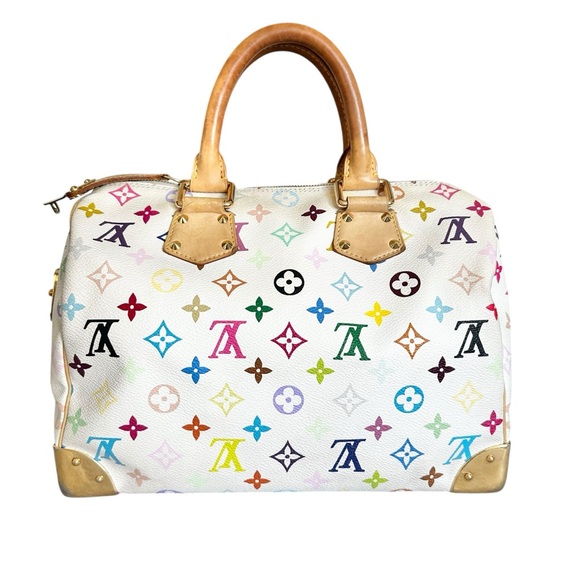 Authentic Louis Vuitton White Multicolor Monogram Speedy 30 Bag - Picture 4 of 16
